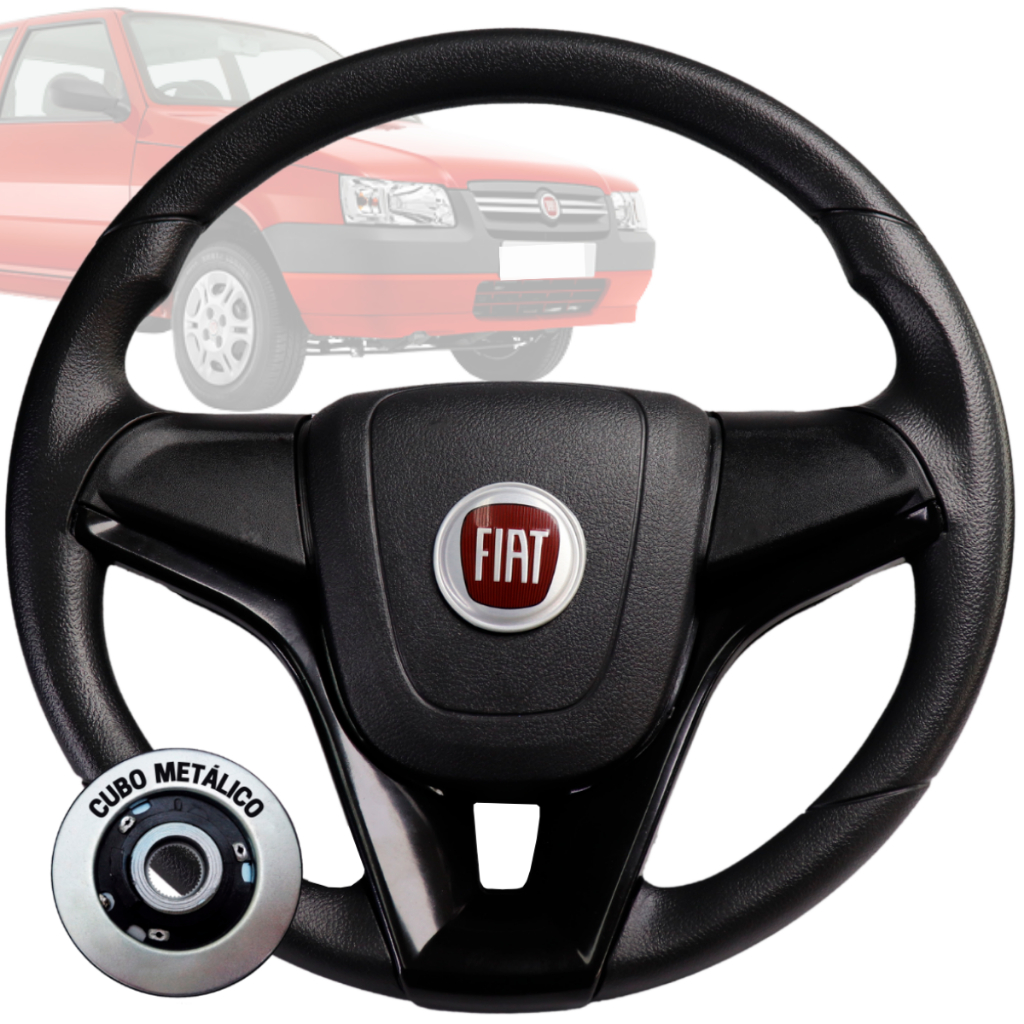 Volante Esportivo cruze preto logo fiat vermelho para Uno Elba 1985 1986 1987 1988 em Oferta na Shopee