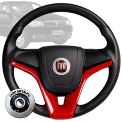Volante Esportivo cruze vermelho logo fiat vermelho para Uno Fire Mile Palio Marea Brava Siena