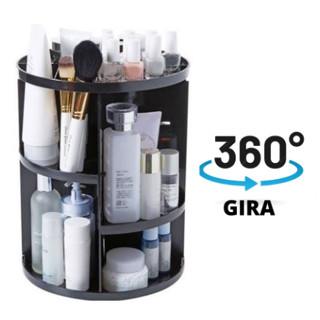 Organizador Giratório porta Maquiagem, Cosméticos e acessórios Preto 360 graus
