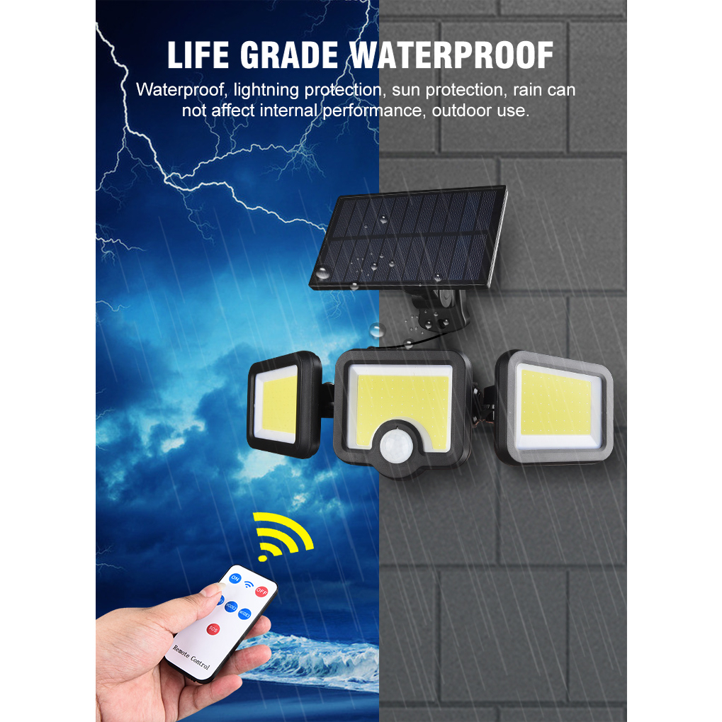 Luminária Solar 108LED 171COB 34W 192 Cob 40w Controle Sensor Presença 3 Funções Com Fio 5 Metro