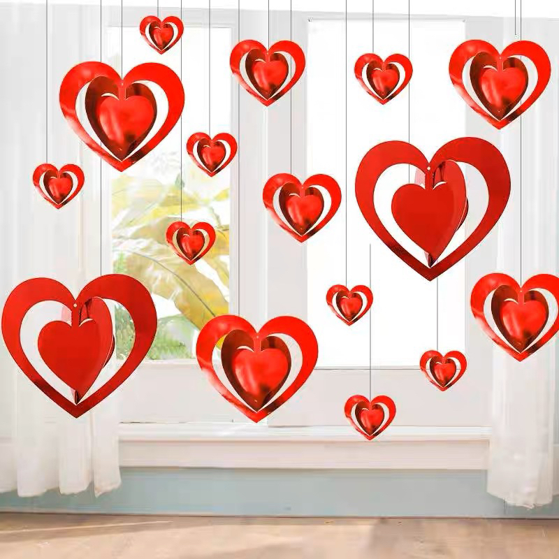 Kit 16 Aplique Para Teto Coração 3D Metalizado Decoração Aniversário Dia Dos Namorados Vermelho Dourado Rose em Oferta na Shopee