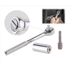Kit Soquete Universal 7 A 19mm Com Chave Catraca 3/8''