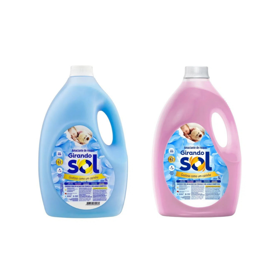 Amaciante de Roupas 5 Litros - Girando Sol (Floral Paris, Hipoalergênico e Rosas e Lavanda)