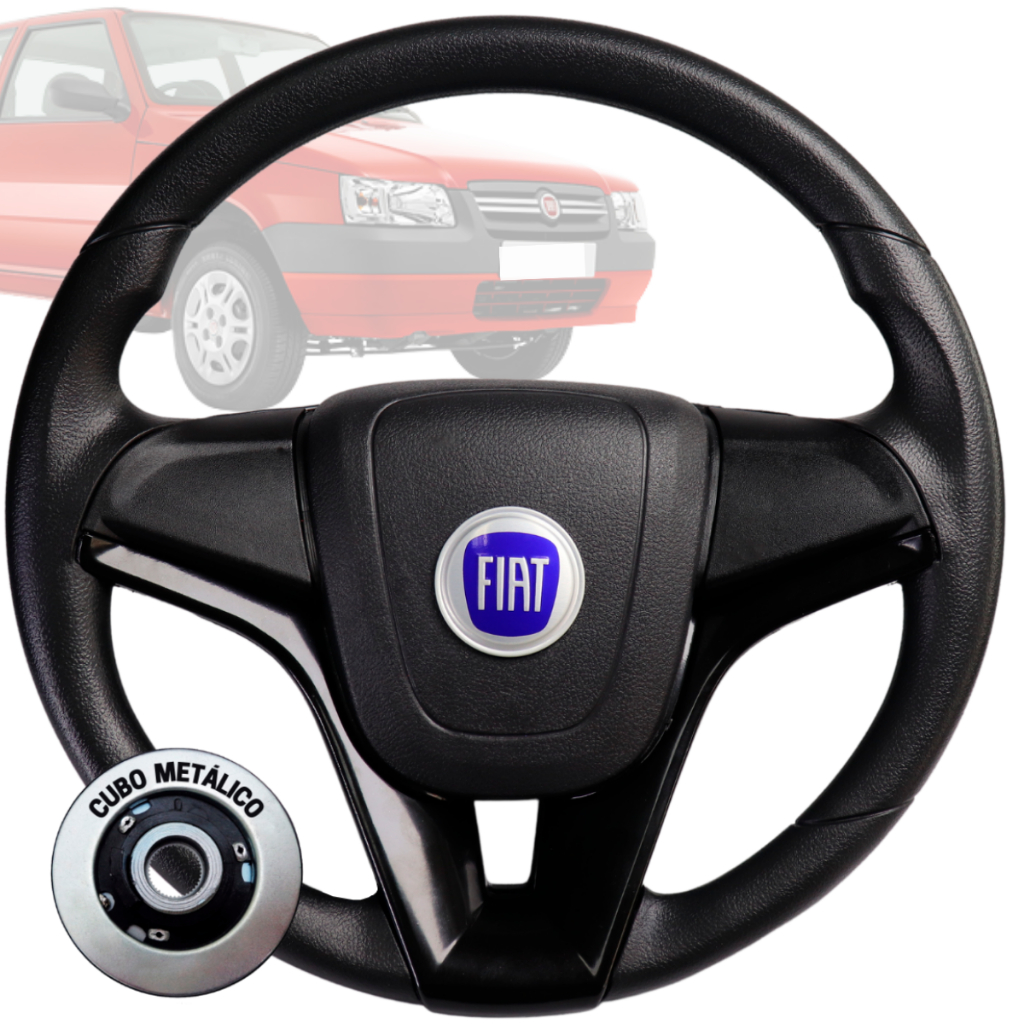 Volante Esportivo cruze preto logo fiat azul para Uno Fire Mile Palio Marea Brav
