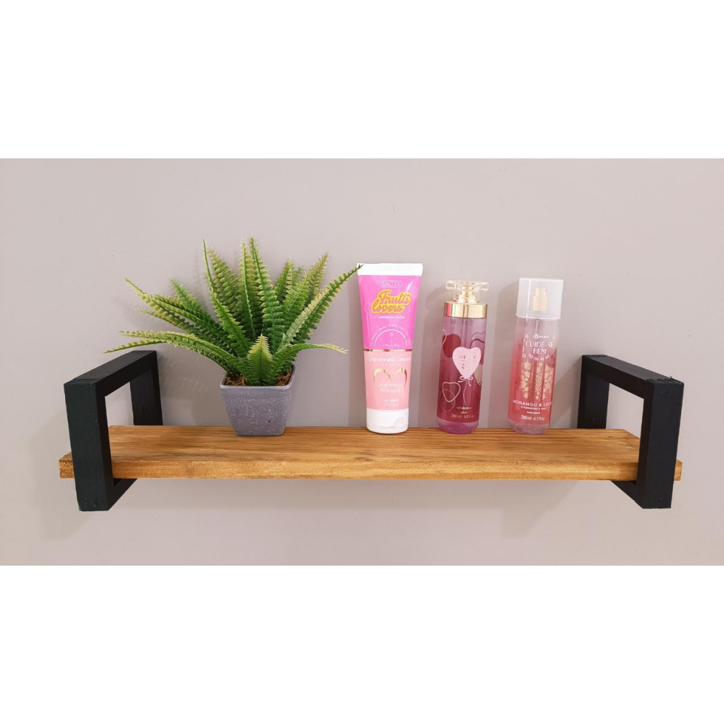 Prateleira Estilo Industrial Prateleira industrial Prateleira com suporte preto Decoração Quarto Decoração sala Decoração sala