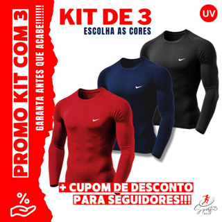 Kit 3 Camisas Camisetas Manga Longa Uv Para Pesca Praia Academia