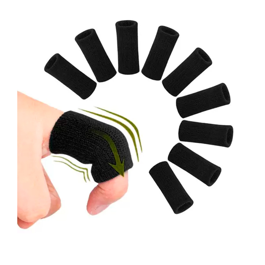 Protetor de Dedo Elástico Basquete Volei Preto 10 Unidades