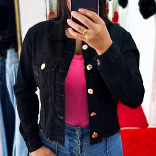 Jaqueta Jeans Preta Feminina Linha Premium