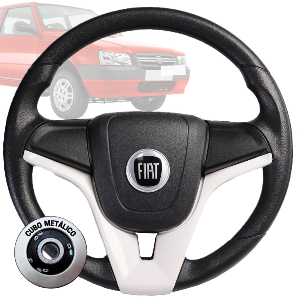 Volante Esportivo cruze branco logo fiat preto para Palio Siena Strada Punto Stilo idea brava ducato