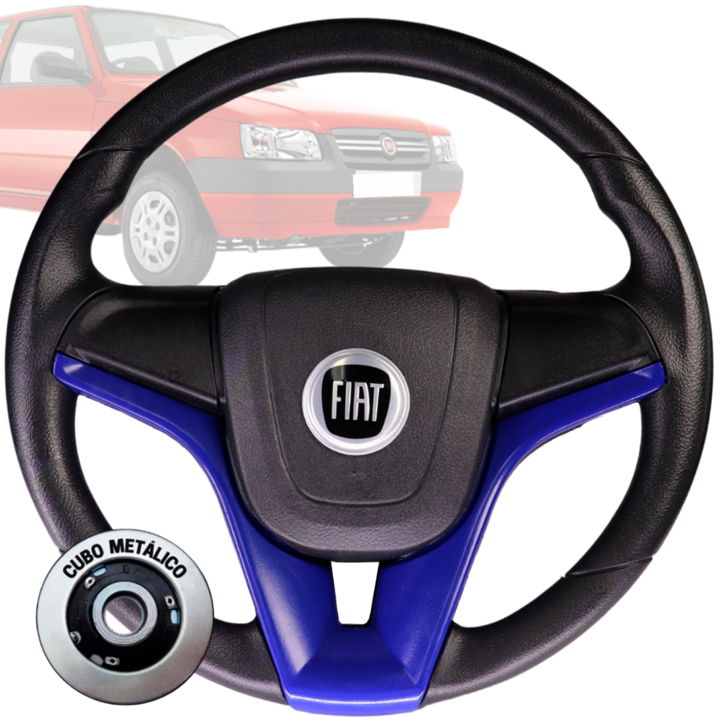 Volante Esportivo cruze azul logo fiat preto para Uno Fire Palio Siena Punto Stila strada Punto Idea