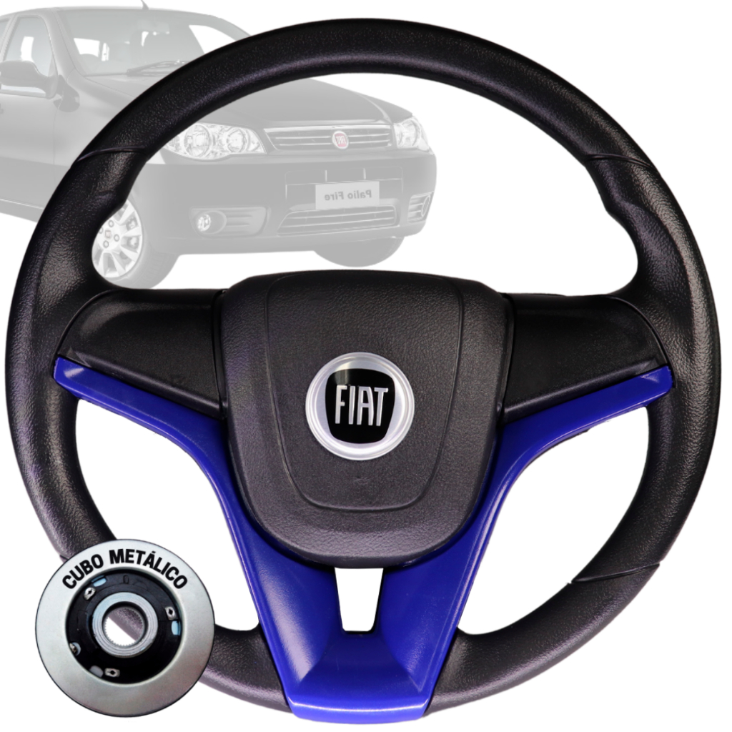 Volante Esportivo cruze azul logo fiat preto para Stilo Ducato Doblo Brava Idea Strada Siena Marea