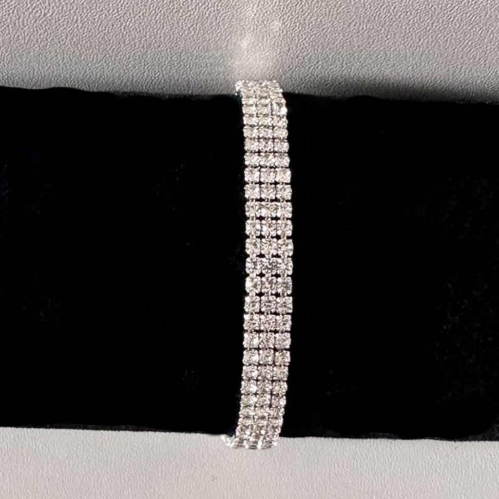 Pulseira Riviera Essentials 3 Fios Pedra de Cristal Zircônias Cravejadas C/ Fecho