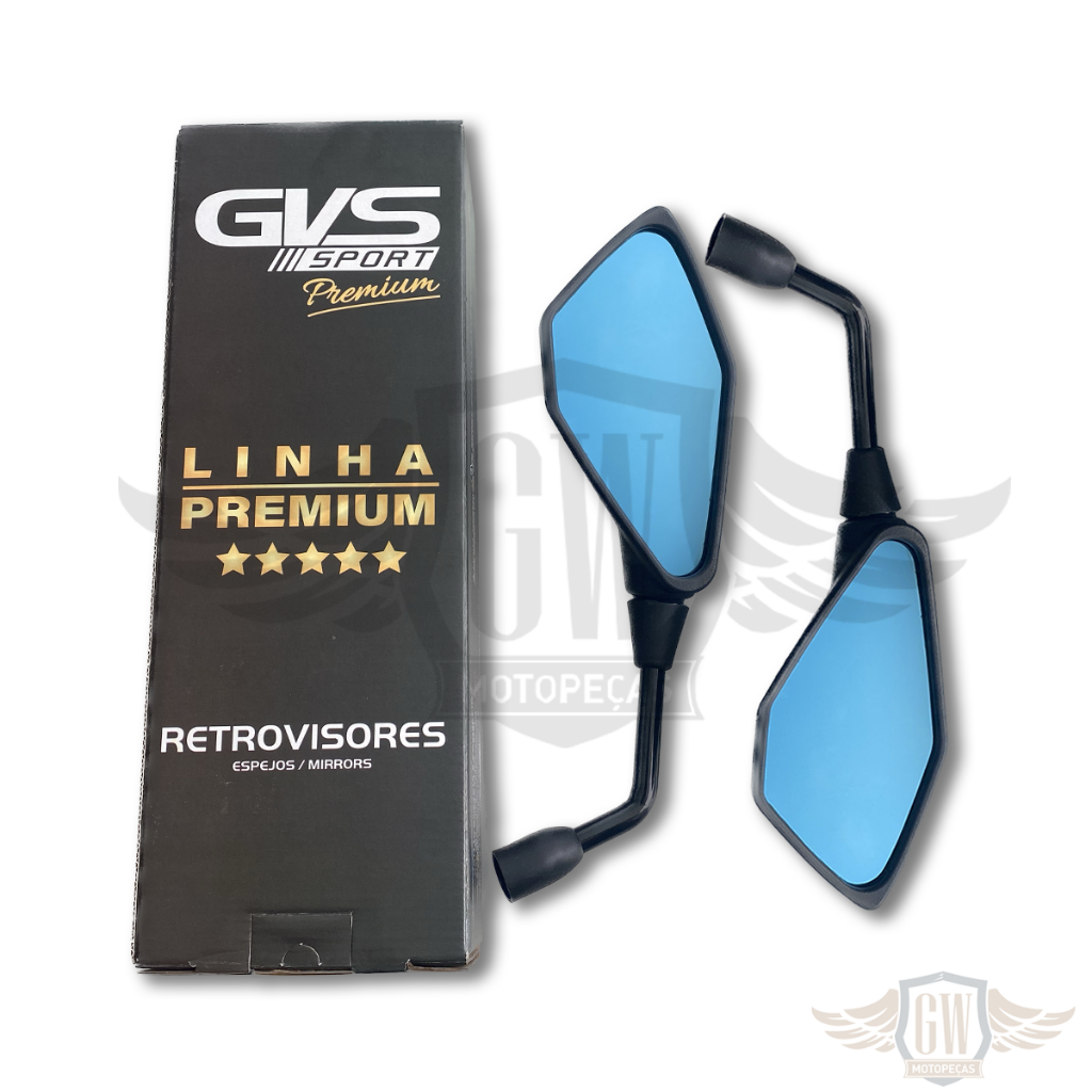 Retrovisor Gvs Kawasaki Z400 Fixo Honda Lente Convexa Azul