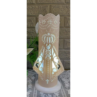 Luminária  Nossa Senhora Aparecida  Perolada Abajur Artesanal em PVC  37 CM Bivolt