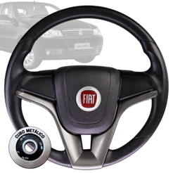 Volante Esportivo cruze grafite logo fiat vermelho para Palio Weekend 96 97 98 99 2000 2001 Fiorino