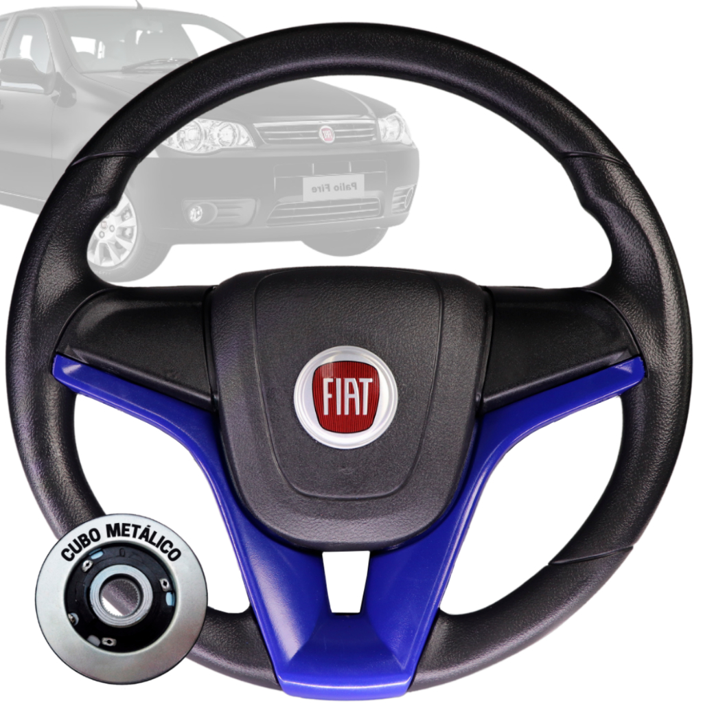 Volante Esportivo cruze azul logo fiat vermelho para Palio Weekend Fiorino 96 97 98 99 2000 2001