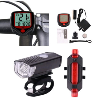 Kit de Acessórios para bike Lanterna frontal + Pisca Traseiro + velocímetro com fio Bicicleta em Oferta na Shopee
