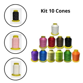 Kit 10 Cones Linha Costura Artesanato Confecção Nylon 60 23 Gr Varias Cores