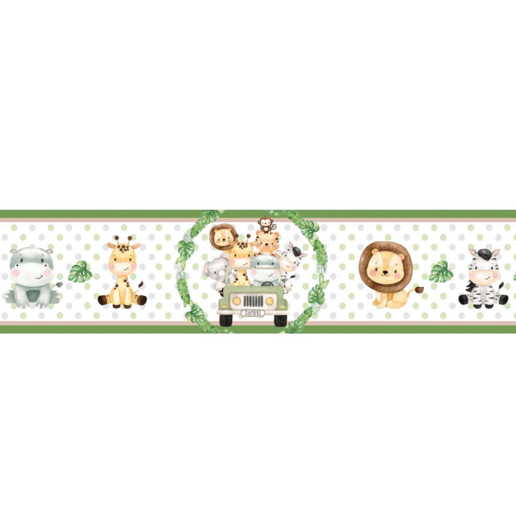 2 Faixa Border Adesivo Zoo Safari Infantil Papel Parede Selva
