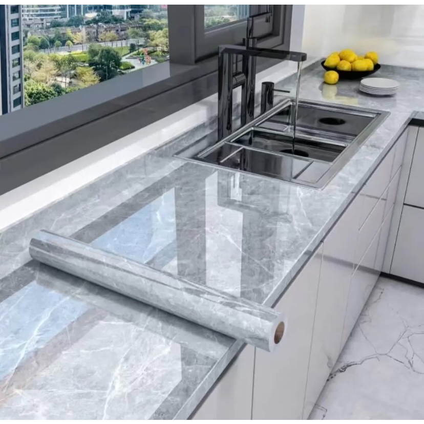 Papel De Parede Adesivo Mármore Brilhante Lavável 4,5 METROS X 60CM Renove Seu Moveis Bancada Ambiente Cozinha Banheiro