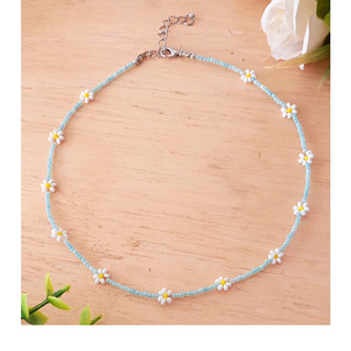 Colar de miçangas de Flor Margarida - Colar de miçanga Feminino - Acessórios Feminino - Daisy Azul Mbeads8
