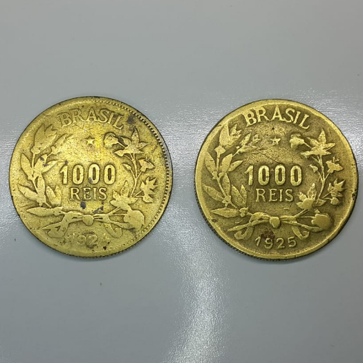 Lote 2 moedas 1000 Réis Brasil 1924,1925