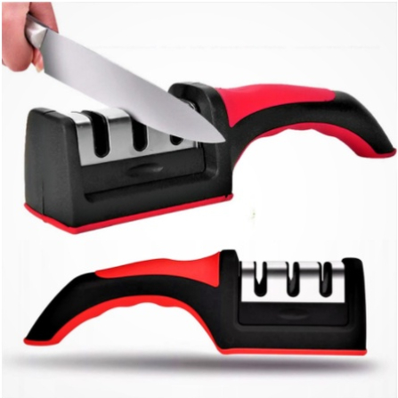 Afiador Amolador De Facas Em Aço Inox Com 3 Borda Profissional Base Emborrachado Promoção em Oferta na Shopee