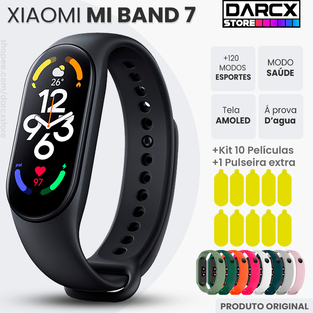 Xiaomi Mi Band 7 Original bluetooth 120 modos esportes modo saúde a prova d'água amoled (Já no Brasil)