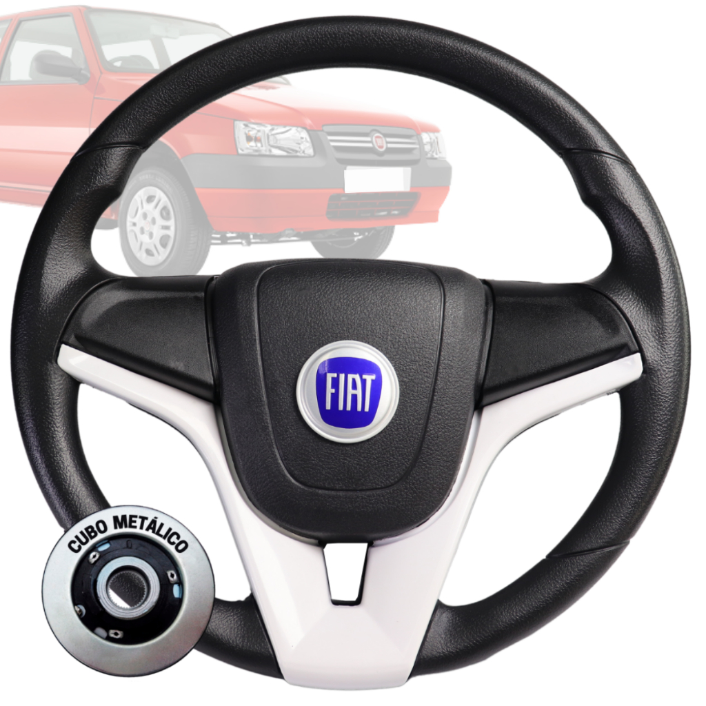 Volante Esportivo cruze branco fiat azul para Uno Fire Palio Siena Punto Idea St
