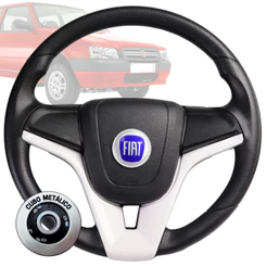 Volante Esportivo cruze branco fiat azul para Uno Fire Palio Siena Punto Idea Strada Doblô Fiorino
