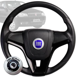 Volante Esportivo cruze preto logo fiat azul para Palio Weekend 97 98 99 2000 2001 2002 2003 2005
