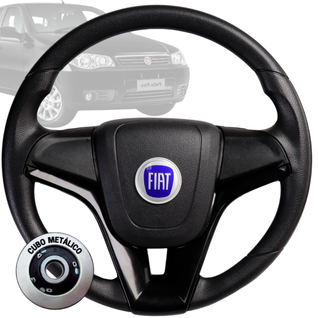 Volante Esportivo cruze preto logo fiat azul pra Stilo Ducato Doblo Punto palio mille strada Fiorino em Oferta na Shopee