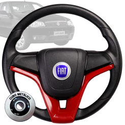 Volante Esportivo cruze vermelho logo fiat azul para Palio Weekend 96 97 98 99 2000 2001 2002 2003