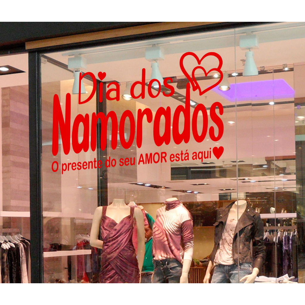 Adesivo Dia Dos Namorados Vitrine Loja Roupa Fachada Shopping Joalheria Perfumaria 95cm