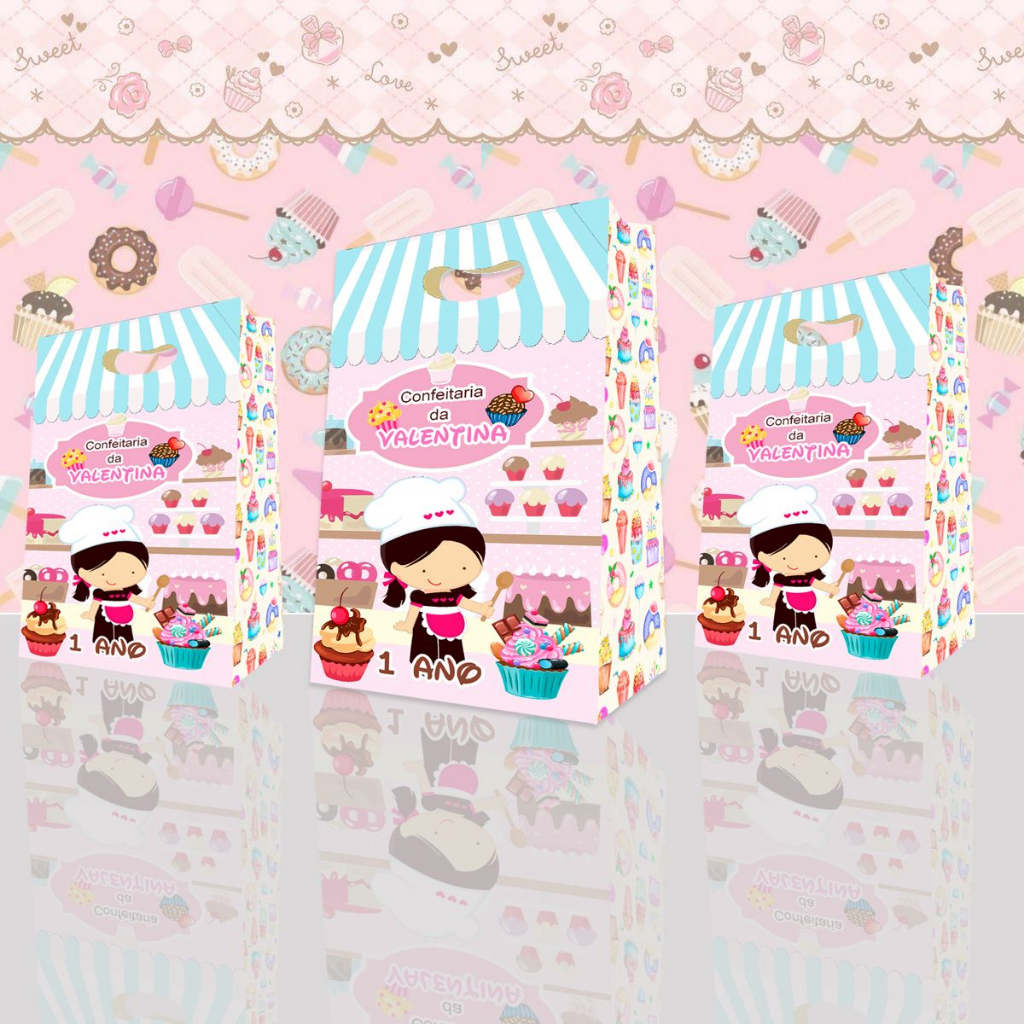 10 15 30 Sacolinha Doceria Confeitaria Sacola Confeiteira Lembrancinha Aniversário Personalizada