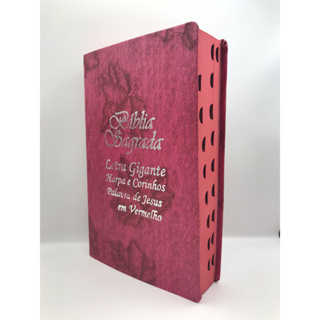 Bíblia Sagrada Tamanho Grande com Harpa Palavras de Jesus em Vermelho Capa Folha Pink em Oferta na Shopee