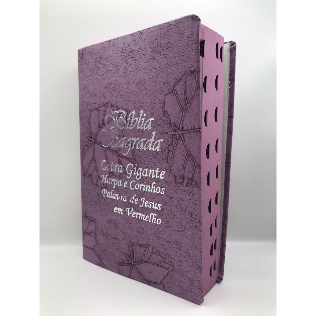 Bíblia Sagrada Tamanho Grande com Harpa Palavras de Jesus em Vermelho Folha Lilas em Oferta na Shopee