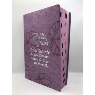 Bíblia Sagrada Tamanho Grande com Harpa Palavras de Jesus em Vermelho Folha Lilas em Oferta na Shopee