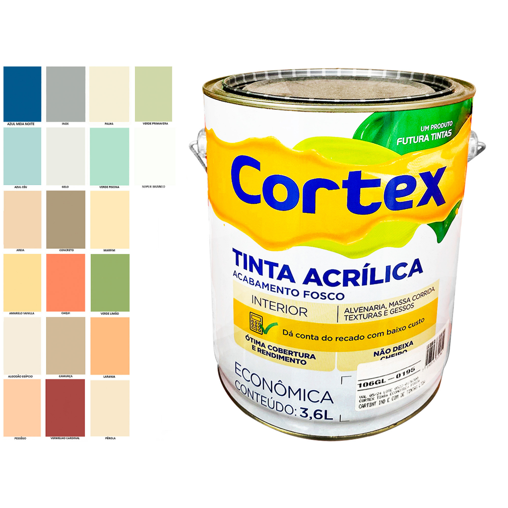 Tinta Látex Anti Mofo Parede Cortex 3,6l Escolha A Sua Cor.