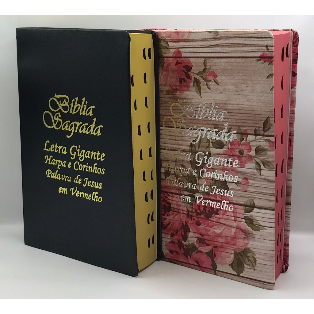 Kit com 2 Bíblias Sagrada com harpa Palavras de Jesus em Vermelho Tamanho Grande ideal para o Casal em Oferta na Shopee