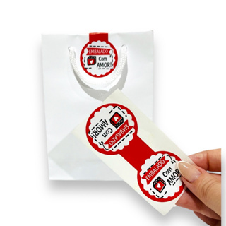 lacres adesivo fecha sacola 'Embalado com Amor' em Oferta na Shopee