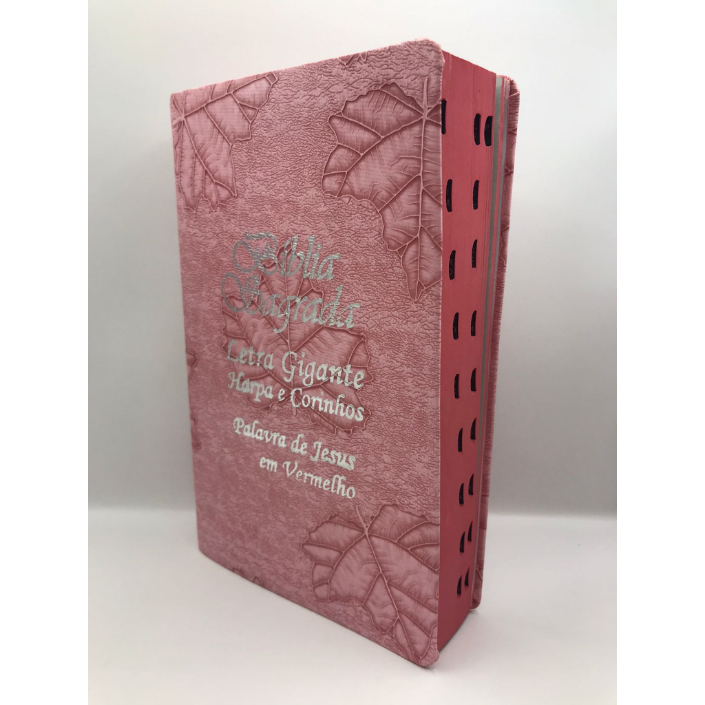Bíblia Sagrada Tamanho Grande com Harpa Palavras de Jesus em Vermelho Capa Folha Rosa em Oferta na Shopee