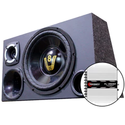 Caixa Trio Som Carro Automotivo Subwoofer 12 Completa Amplificada Selada + Modulo Amplificador