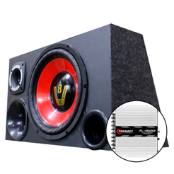 Caixa Trio Som Carro Automotivo Amplificada Completa Modulo Amplificador Falcon 500w rms