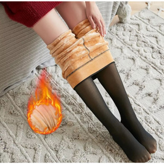 Meia-Calça Térmica Forrada Peluciada Translúcida de Lã Plus size Legging Grossa Inverno Quente Feminina