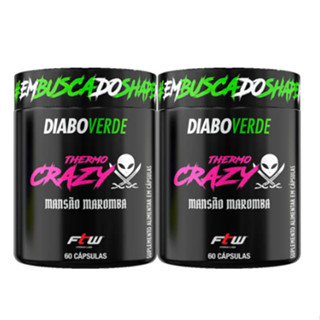 Kit 2 Diabo Verde Thermo Crazy Mansão Maromba 60 Cáps Ftw - Termogenico Pré Treino