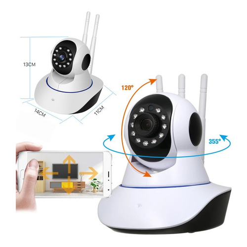 câmera iP robô 3 antenas wifi visão noturna full HD 360º microfone áudio babá eletrônica robozinho sem fio app yoosee em Oferta na Shopee