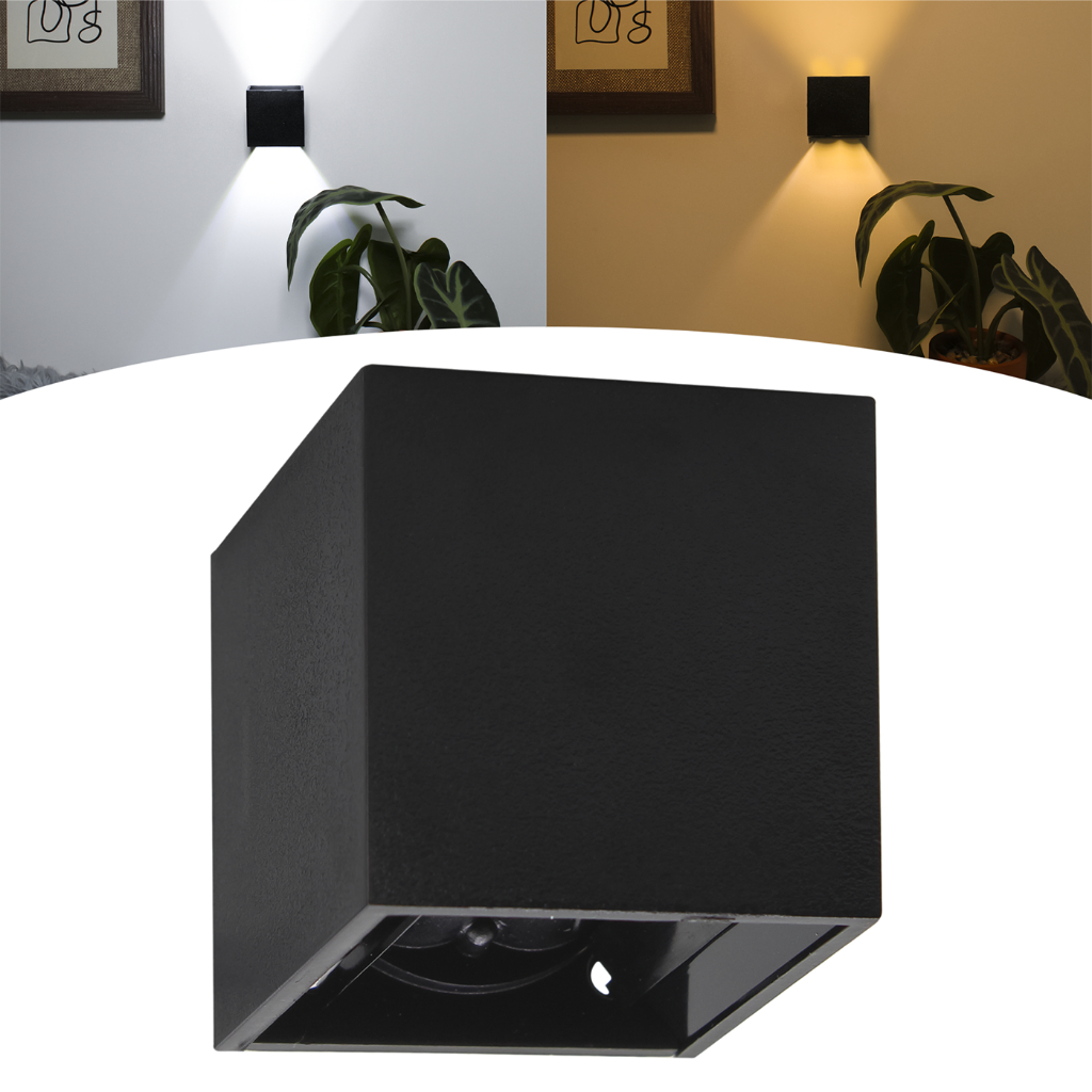 Mini Arandela Preta 3w Interna Externa 2 Friso Led Incluso