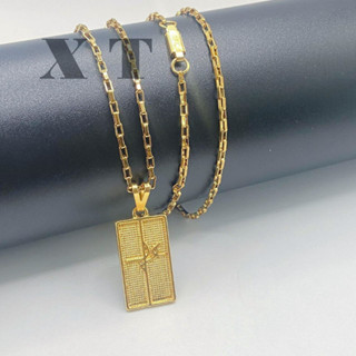 Correntinha fina de feminina banhado a ouro 18k Com Pingente Da Praca FE Dourado em Folheado