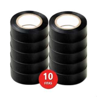 Kit 10 Fitas Isolante Antichama Preta 10 Metros Barato em Oferta na Shopee